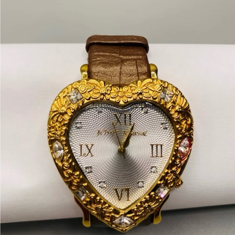 Betsey Johnson Heart Watch Original Leather Band Running